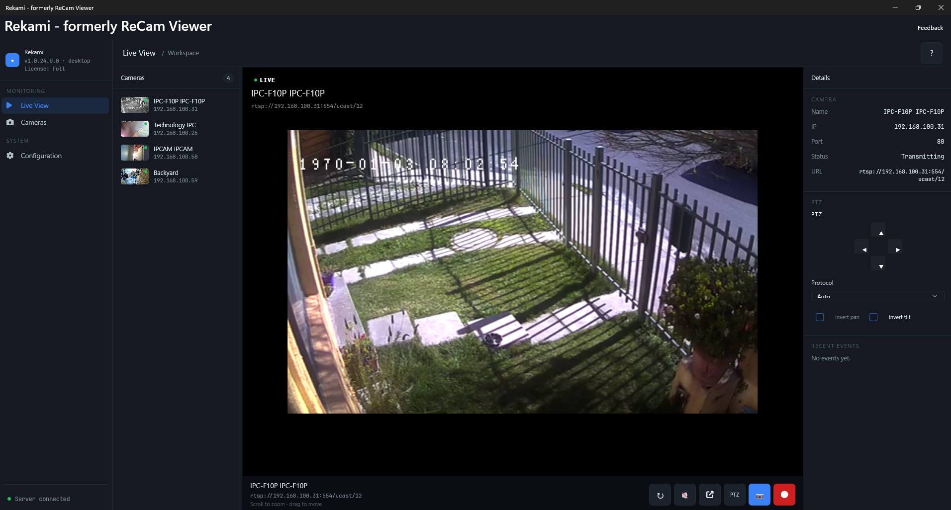 Rekami recording controls with safe demo imagery